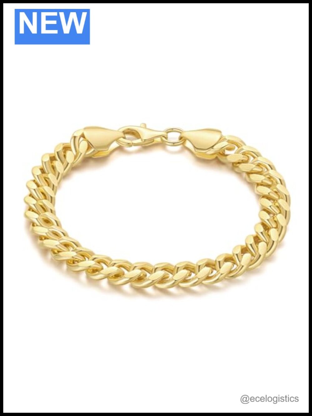 14K Gold Cuban Link Chain Bracelet Lobster Clasp Unisex 7 Inch